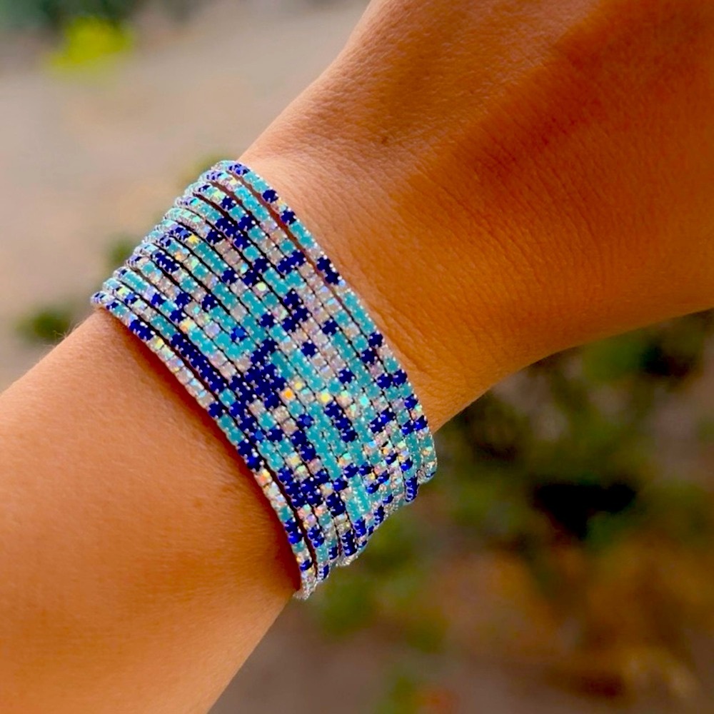 Rhinestone Crystal Layered Stretch Bracelets | 12 PCS